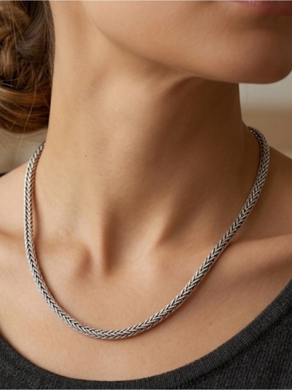 Silpada VINTAGE Retired N0603 Sterling Silver Omega Snake Thick Necklace 17”